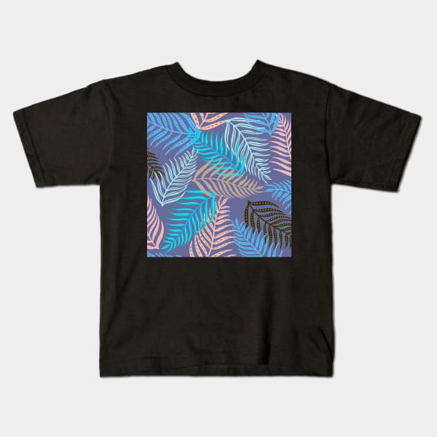 Palm leaf pattern Kids T-Shirt by Papergrape